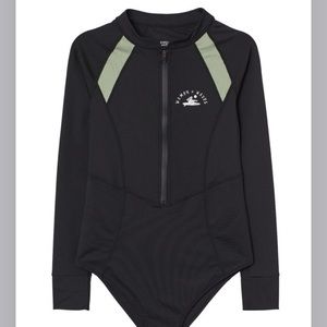 NWT Women + Waves x H&M Long Sleeve Surf Swimsuit L /  like XL black and green